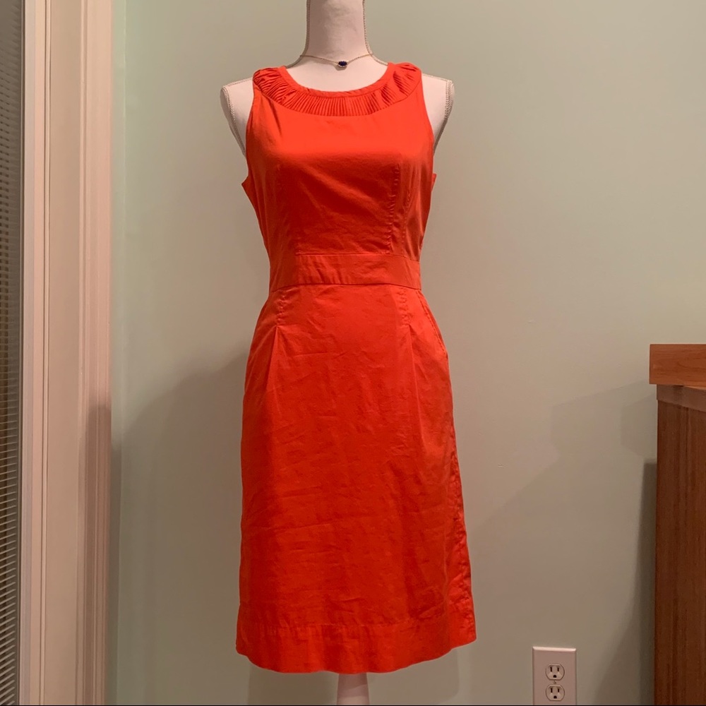 Banana Republic Orange Pleat Neck Dress 2